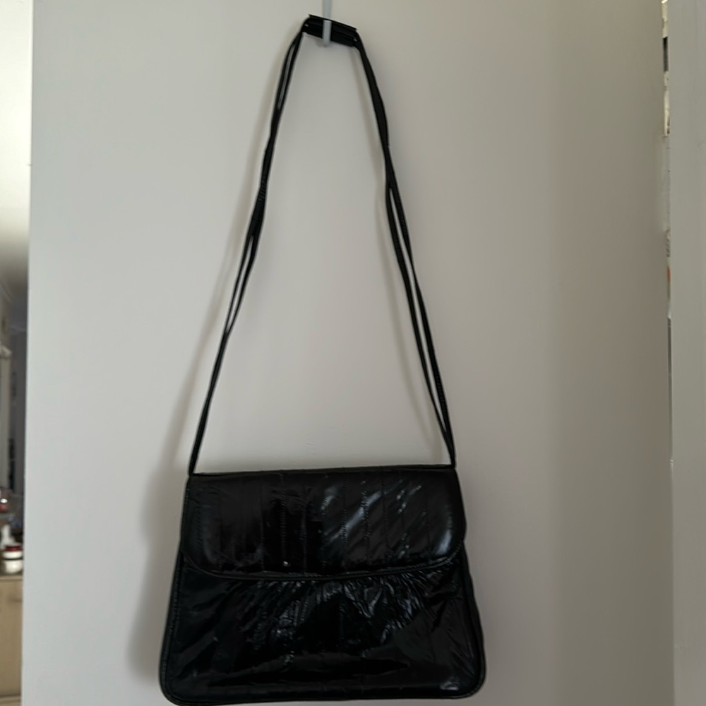 Black, genuine, eel skin purse